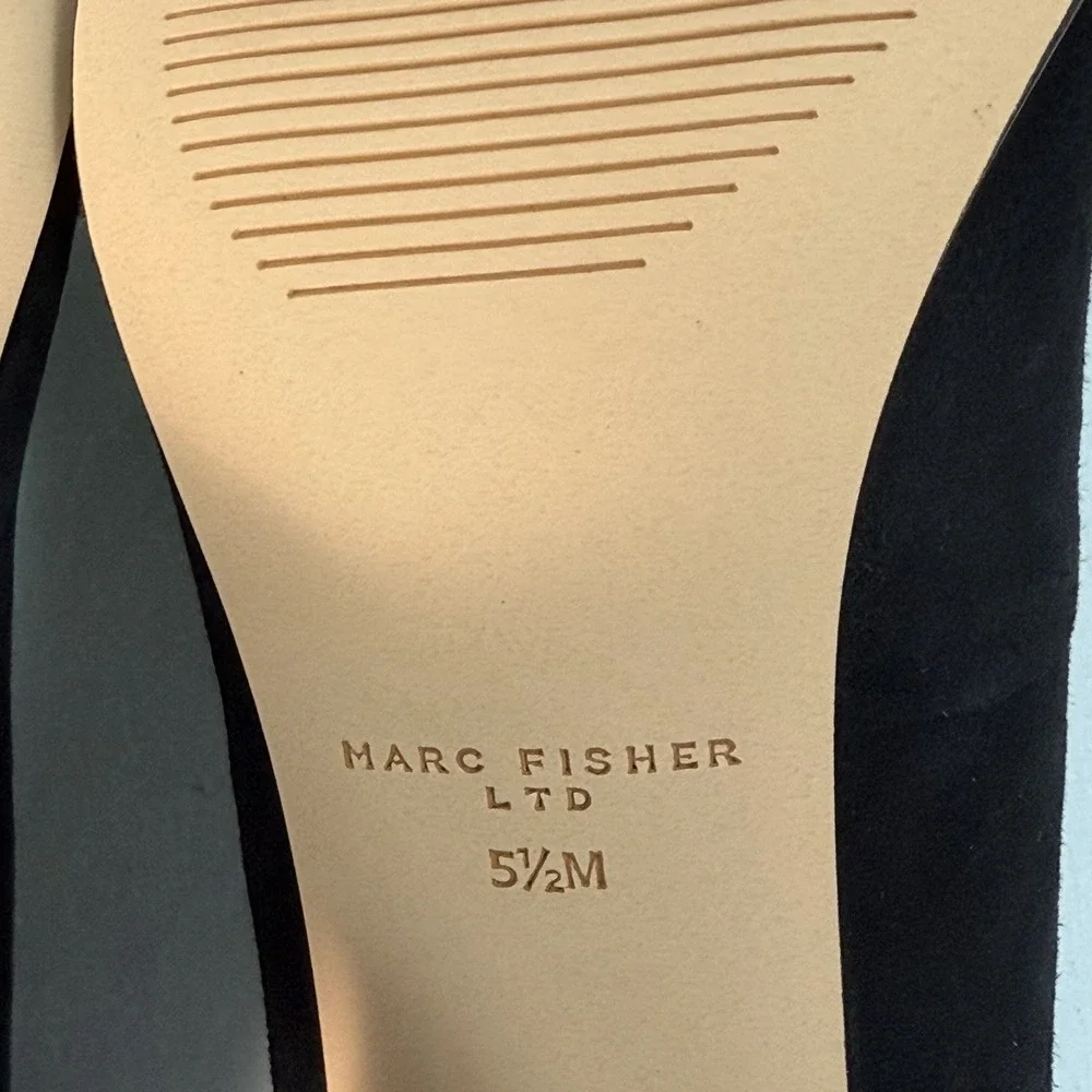 Marc Fisher Size-5.5 M‎ Women's Black Yalina Slip-On Block Pump Heel Shoes